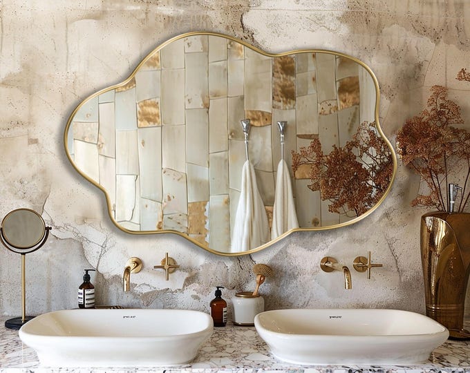 Wavy Mirror, Cloud Mirror, Funky Mirror, Asymmetrical Mirror, Irregular Mirror, Whimsical Mirror - Ideal Mirror to Be Out of the Ordinary