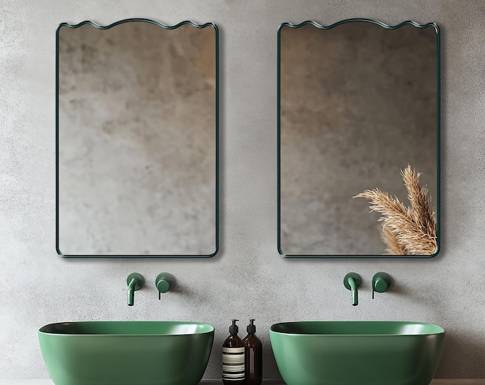 Serpentine Mirror by Asmiro, Wavy Edge Wall Mirror, Elegant Curved Funky Mirror, Modern Accent Mirror for Entryway, Bathroom, or Living Room