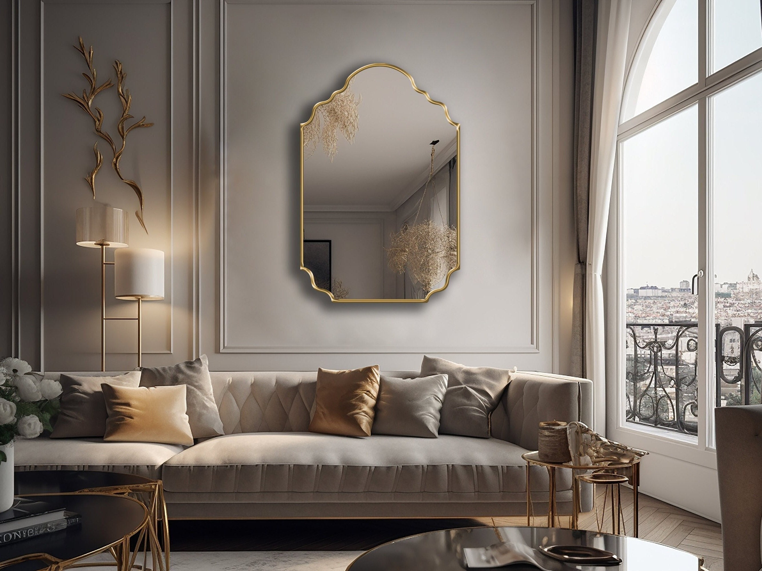 Rialto Scalloped Mirror: Venetian Bridge-inspired Arch Mirror Elegant Wall  Decor With Scalloped Charm A Statement Mirror by Asmiro 