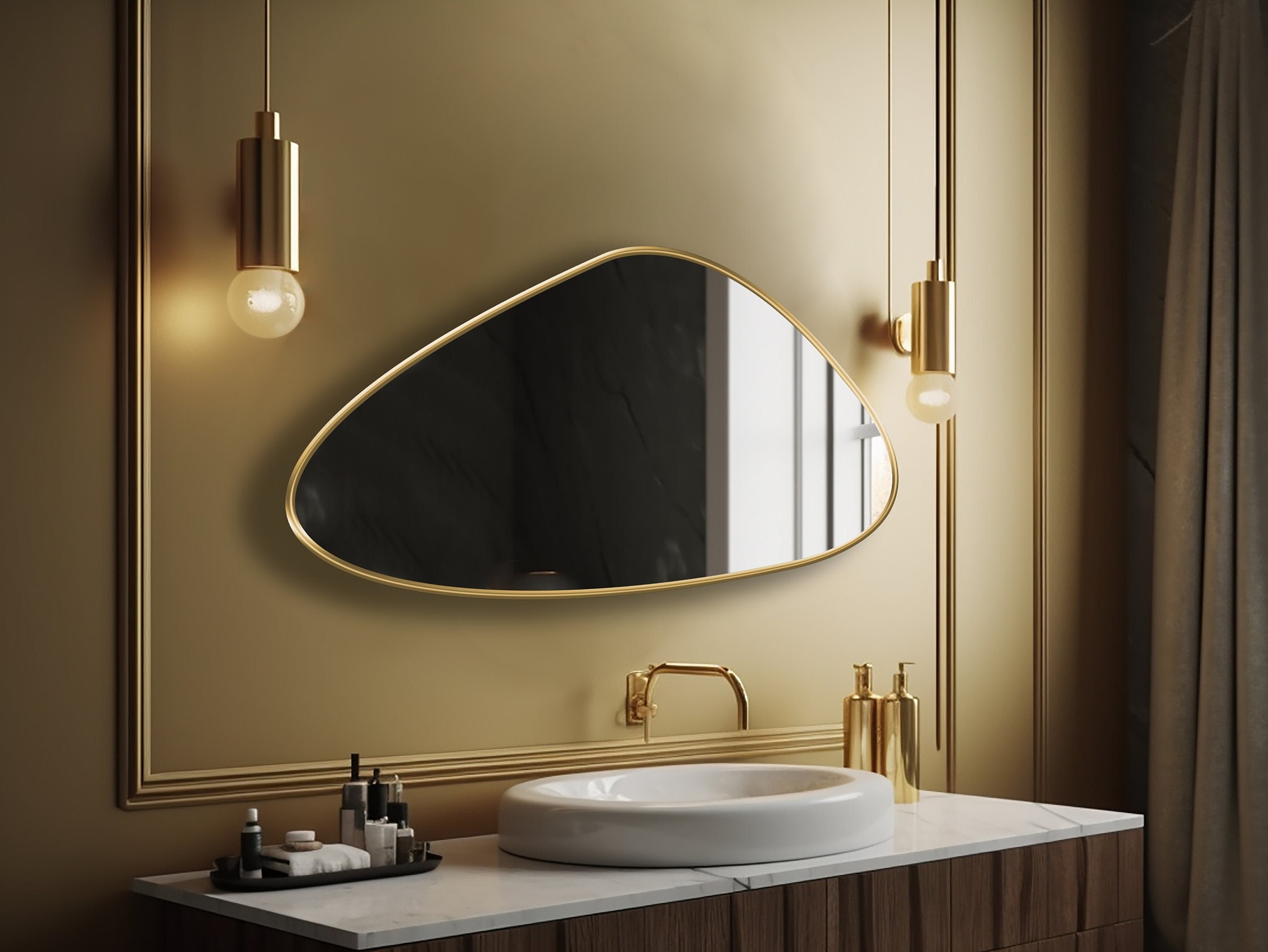 Asymmetrical Mirror, Triangle Mirror, Irregular Mirror, Aesthetic