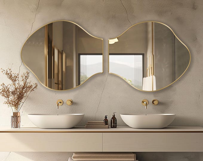 Pisces Mirror by Asmiro – Organic Wall Mirror, Modern Asymmetrical Mirror, Flowing Artistic Shape, Perfect for Entryways or Bedroom Decor