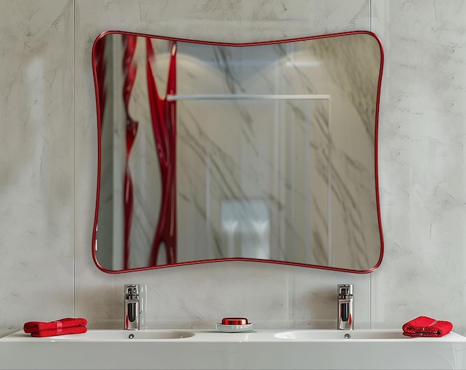 Astra Geometric Wall Mirror — Artistic Modern Statement Mirror for Living Room, Entryway, Bathroom Vanity | Custom Sizes & 6 Frame Colors