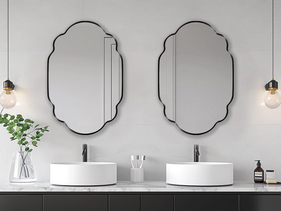 Veneziano Mirror by Asmiro | Italian Style Wall Mirror | Elegant Mirror for Bathroom or Powder Room Remodelling | Baroque Inspired Mirror
