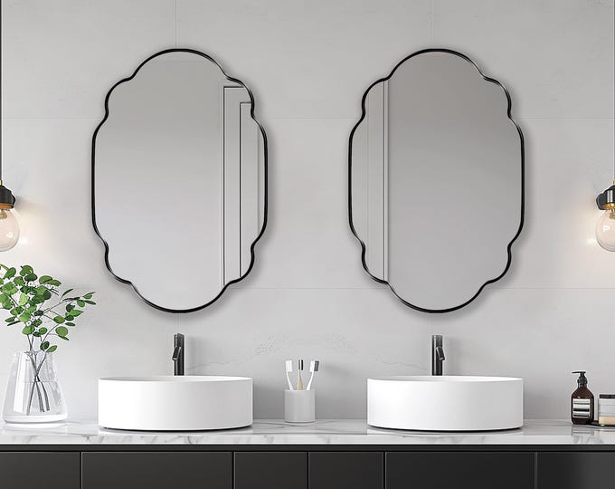 Veneziano Mirror by Asmiro | Italian Style Wall Mirror | Elegant Mirror for Bathroom or Powder Room Remodelling | Baroque Inspired Mirror