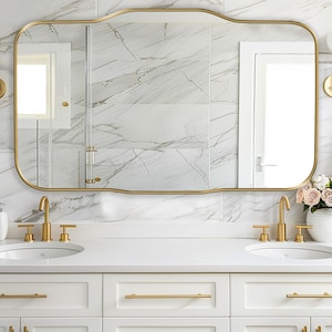 Wide Horizontal Wall Mirror | Vista Mirror by Asmiro | Elegant Mirror Decor for Bathrooms & Living Rooms | Aesthetic Design for Interiors