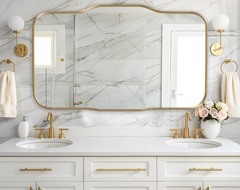 Wide Horizontal Wall Mirror | Vista Mirror by Asmiro | Elegant Mirror Decor for Bathrooms & Living Rooms | Aesthetic Design for Interiors