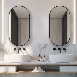 Pill Shaped Mirror - Vertical Oval Mirror - Minimalist Wall Mirror - Capsule Mirror - Elegant Oval Mirror - Available in Six Frame Colors