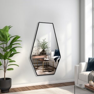 Elongated Hexagon Mirror, Contemporary Mirror, Full Length Mirror, Geometrical Mirror for Modern Home Decor, Aesthetic Wall Mirror by Asmiro