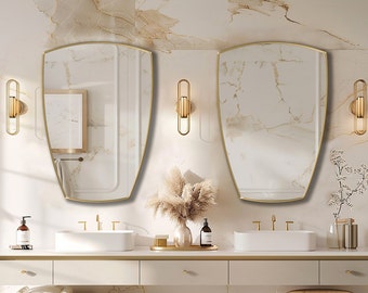 Harmony Mirror | Sleek Distinctive Vanity Mirror | Modern Statement Wall Hanging Mirror | Aesthetic Mirror for Bathroom & Entryway Decor