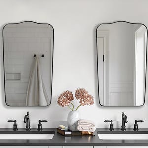 Arco Mirror by Asmiro – Arched Wall Mirror, Elegant Curved Top Bathroom Mirror, Gold or Black Frame Aesthetic Mirror, Powder Room Mirror