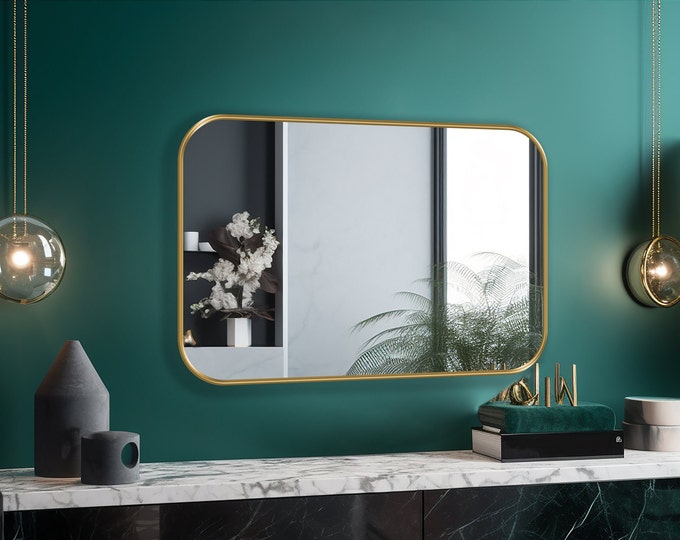 Rectangle Mirror for Wall Decor, Rectangle Mirror with Rounded Corners, Horizontal Wall Mirror - Simplicity is the Ultimate Sophistication