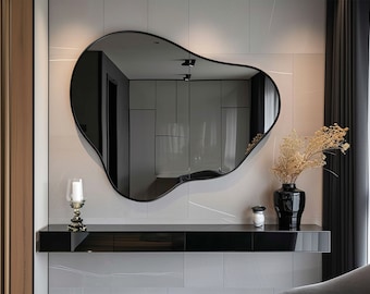 Asymmetrical Mirror | Organic Pebble Mirror | Irregular Mirror | Serene Spa-Inspired Vanity Wall Mirror | Modern and Fluid Living Room Decor