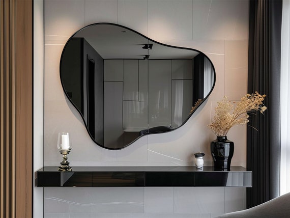 Asymmetrical Mirror | Organic Pebble Mirror | Irregular Mirror | Serene Spa-Inspired Vanity Wall Mirror | Modern and Fluid Living Room Decor
