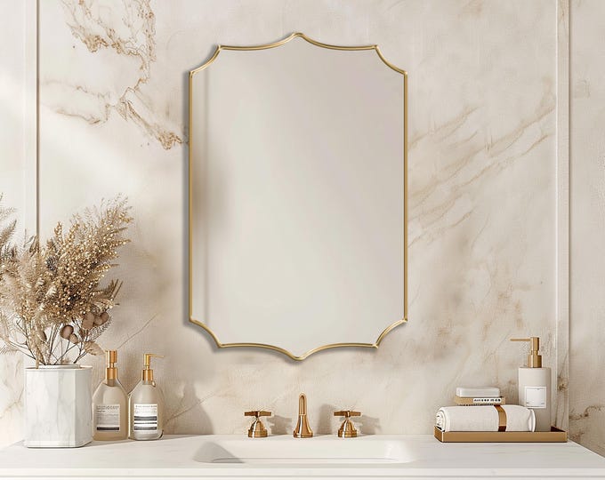 Provence Mirror - French-Inspired Wall Mirror with Scalloped Edges, Decorative Accent Mirror - Aesthetic Wall Decor, Foyer Mirror by Asmiro