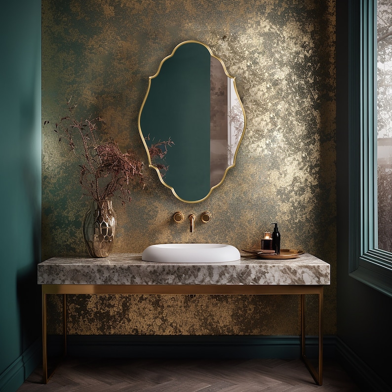 Gold Renaissance Emblem Vanity Mirror 23x35 in