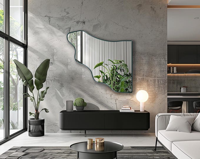 Cliff Mirror by Asmiro | Unique Asymmetrical Mirror Inspired by Natural Cliffs | Elegant Wall Mirror for Living Room, Entryway or Bathroom