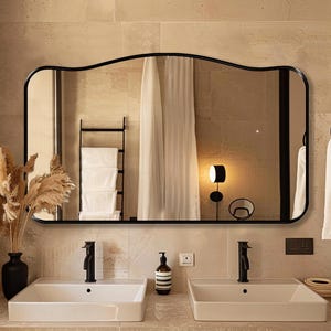 Alpine Mirror by Asmiro | Wide Horizontal Wall Mirror | Chic Fireplace Decor | Bathroom Vanity Mirror | Statement Mirror for Home Renovation