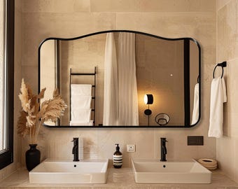 Alpine Mirror by Asmiro | Wide Horizontal Wall Mirror | Chic Fireplace Decor | Bathroom Vanity Mirror | Statement Mirror for Home Renovation