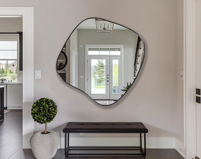 Oasis Mirror by Asmiro – Asymmetrical Mirror, Organic Wall Mirror for Entryway or Bathroom, Freeform Irregular Mirror for Stylish Interiors