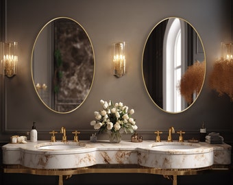 Oval Mirror, Ellipse Shaped Wall Mirror, Classic Elegant Decor, Vanity Mirror, Timeless Bathroom Feature, Minimalist Wall Mounted Mirror