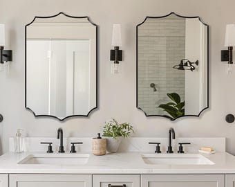 Provence Mirror - French-Inspired Wall Mirror with Scalloped Edges, Decorative Accent Mirror - Aesthetic Wall Decor, Foyer Mirror by Asmiro