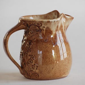 cream pitcher, milk pitcher, cream and sugar, small pitcher, pottery pitcher