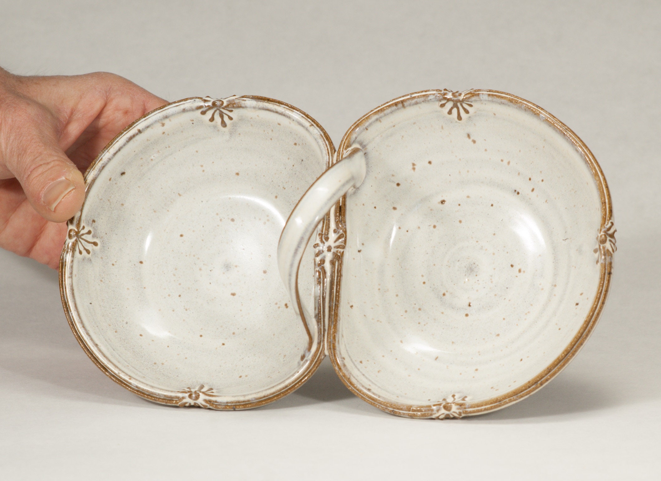 Wheel Thrown Stoneware Double Condiment Bowl, Candy Dish Etsy