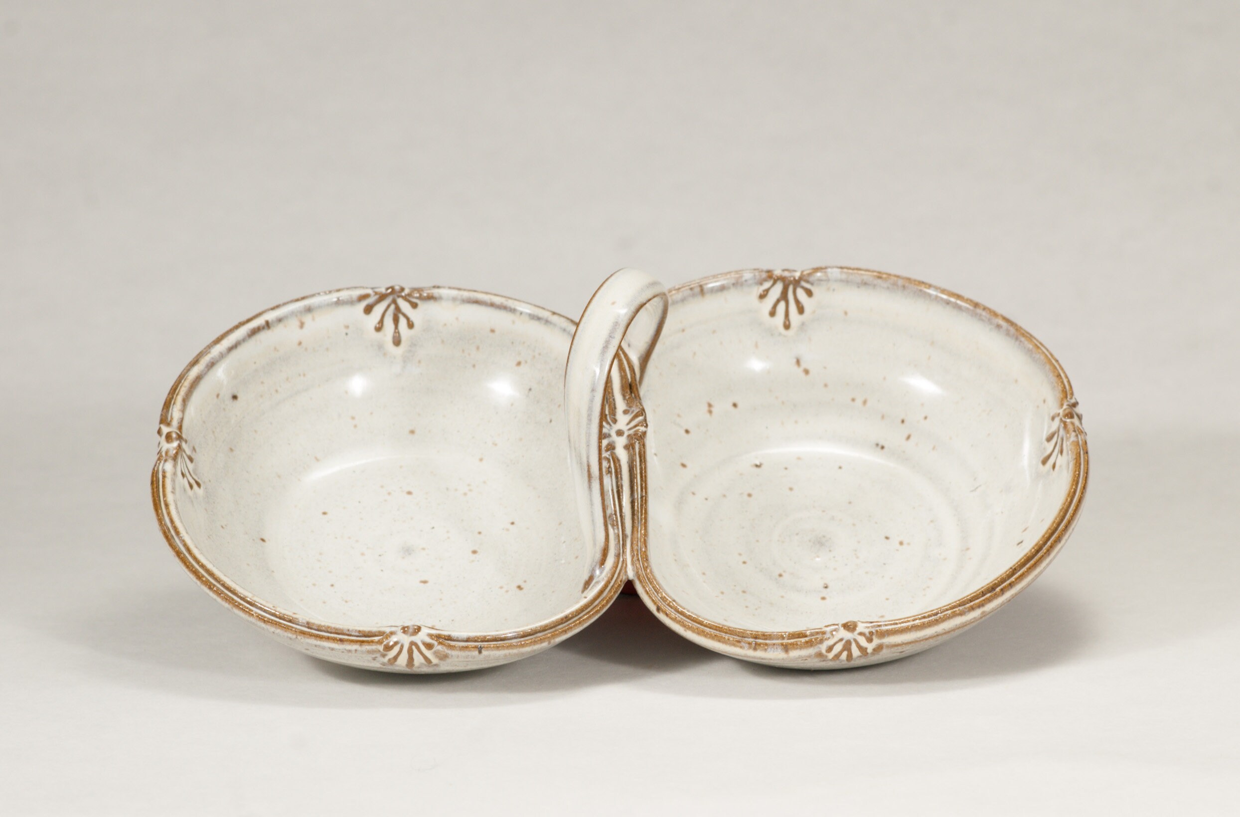 Wheel Thrown Stoneware Double Condiment Bowl, Candy Dish Etsy