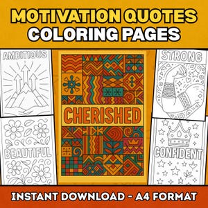Motivational Quotes For Girls Coloring Pages, Inspirational, Coloring Sheets, Digital Download