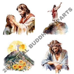 50 Watercolor Jesus Christ Cliparts, Christian Bundle, Religious, Faith ...