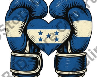Honduras Boxing Gloves Png - Flag Country Design - Sublimation - PNG Vector Clipart