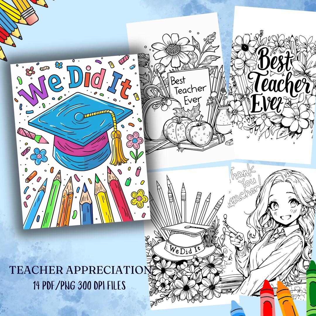 Teacher Appreciation Coloring Pages for Kids Printable PDF and PNG ...