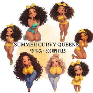 Curvy Girl Clipart Bundle, Curvy Woman, Summer Girls, Fashionable girl, Png Files, Digital Download, Transparent background