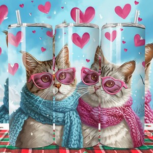 Cat Valentine Tumbler Wrap Png, 20 Oz Skinny Tumbler Design, Sublimation Design, Valentine Tumbler Wrap, Png File, Digital Download