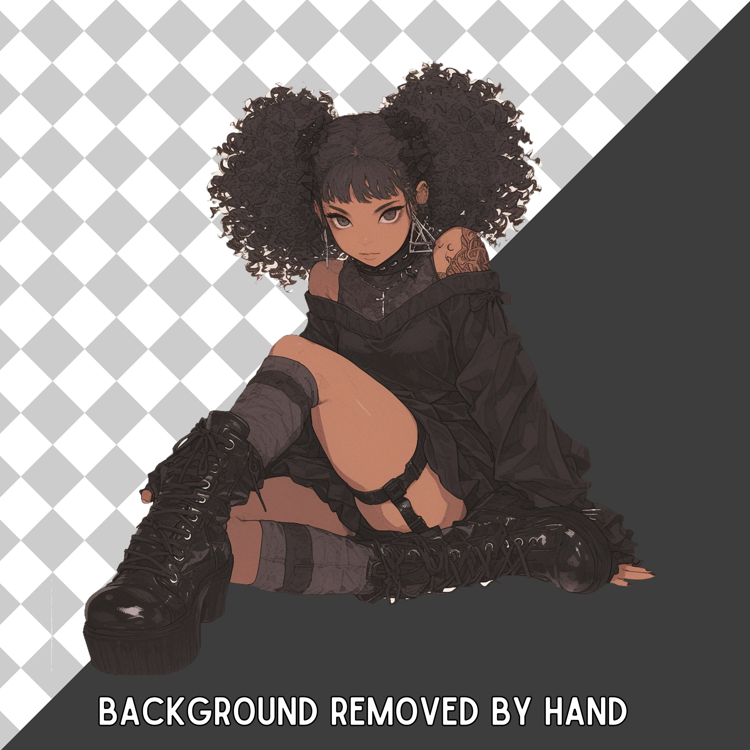 Anime Black Girls Png, Anime Clipart Bundle, Png Files, Anime Girls ...