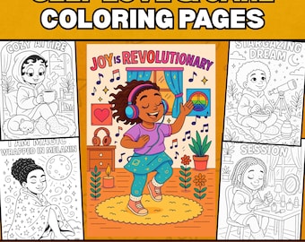 Self Love & Care Coloring Pages, black girls coloring sheets, Melanin Girls, Digital Download, Printable PDF