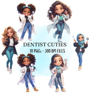 Dentista Cuties Png, Pacote de clipart de dentista, arquivos Png, Cute Png, Kawaii, Fundo transparente