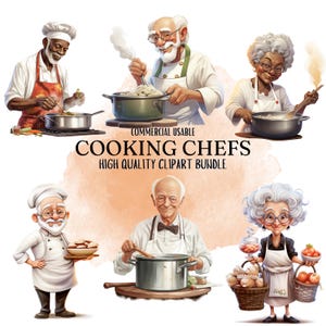33 Chef Png clipart, Cooking png, Kitchen Cooking, Clipart bundle, Watercolor cliparts, Png Files, Digital Download