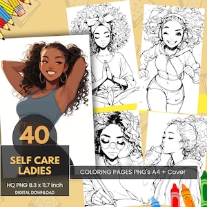 Black Girls Self-Care Coloring Book: Printable Art (Digital Download)
