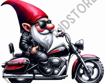 Biker Gnome Clipart, Gangster clipart, Motorcycle, gang, Digital Download, Transparent Background