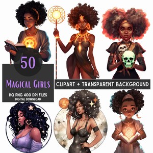 Black Girl Magic Clipart: Afro Melanin Mädchen (Digitaler Download)