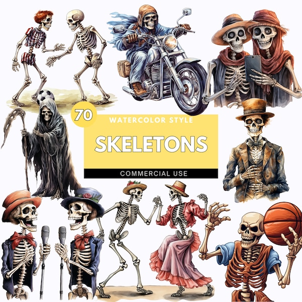 70 Skeleton Png, Skeleton Love, Halloween, Clipart Bundle, Png File, Commercial Use