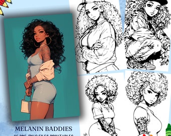 Black Girls Coloring Book: Melanin Baddies Printable (PDF & PNG)