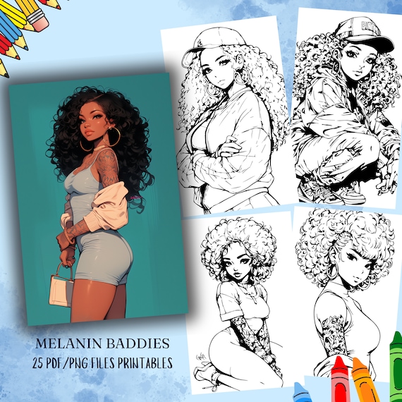 Black Girls Coloring Book: Melanin Baddies Printable (PDF & PNG)