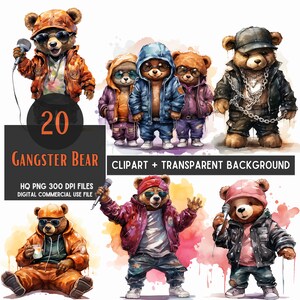 20 Gangster Cliparts | Png-Dateien | Niedlich | Rapper | HipHop | Swag | Stilvoll | 300 DPI