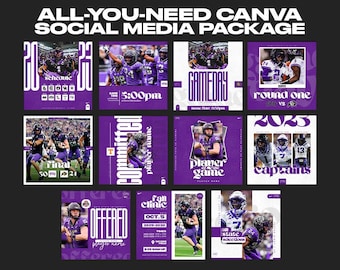 Sports Team Canva Instagram Templates - 11 Graphics - Gameday/Matchday - Football, Soccer, Lacrosse, Basketball - High School College Teams