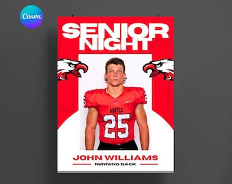 Senior Night Poster Canva Template - High School Sport Poster Digitale Vorlage - Einfach zu verwenden und anzupassen - professionelles Design
