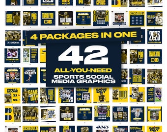 Sport Social Media Canva Templates: Navy und Gold Grafiken (Digitaler Download)