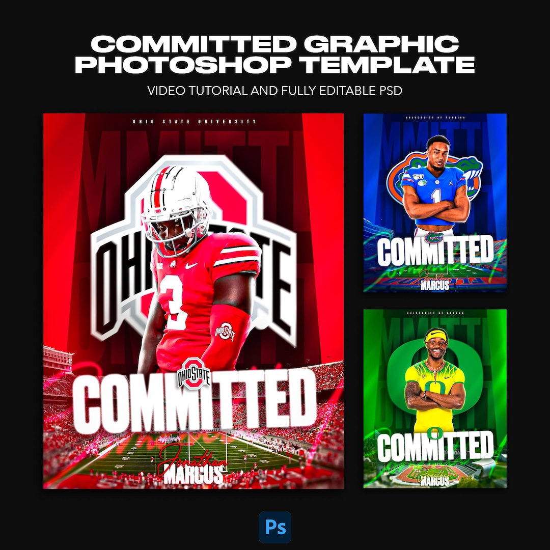 Sports Commitment Photoshop Template: Social Media Graphic (PSD) - Etsy