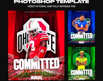 Sports Commitment Photoshop Template: Social Media Graphic (PSD)